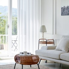 條紋漸層雪紡窗簾, 白色