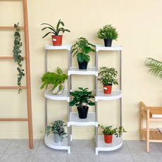 리빙해피 버츄나인 플랜츠 진열대, 화이트, 8단
