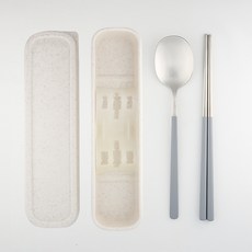 DALPAENGI LIVING Cuisine de Maman 純粹無噪音便攜式餐具組, 1套, 湯匙 + 筷子 + 收納盒, 灰色