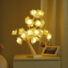 24顆燈泡玫瑰樹LED小夜燈, 白色