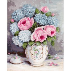 十字繡套組 Luca S 玫瑰和繡球花 BA2322, 1套, 混合顏色