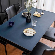 Monopoly 雙面皮革防水桌布, 120 x 60 cm, 藍黃色