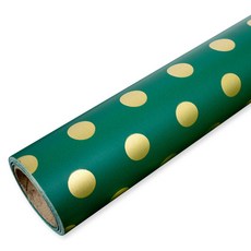 SOLOMON SHOP 新款金色圓點禮物包裝紙捲 20M, 綠色, 1個