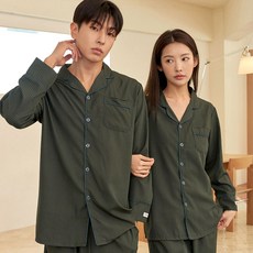 도씨 커플용 실크핏 긴팔 모던 잠옷 2세트