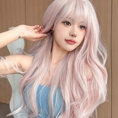 Bellesuve 日落款帶瀏海漂色波浪全頂假髮, 1個, 煙灰玫瑰