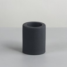 Simple&Glow 陶瓷條紋簡約風單孔燭台, 黑色