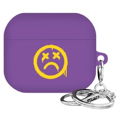 까미또 에어팟 3세대 그래피티 케이스 + 키링 세트, 퍼플 삐죽피티, 1개