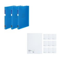 ECO Chungwoon 多色透明文件夾 A4 40頁 天空藍 3入+PP名片L夾 A4 10入, 天空（透明文件），透明（L 持有人）, 1個