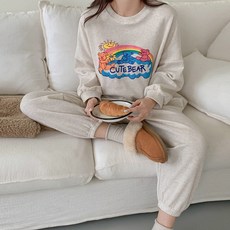 FASHIONFULL 女款可愛小熊衛衣+慢跑褲套裝 27503