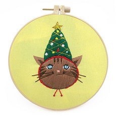 聖誕樹貓咪DIY刺繡, 1個, 混色