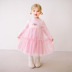 mollimelli 女童可愛貝兒保暖羅紋紗裙洋裝