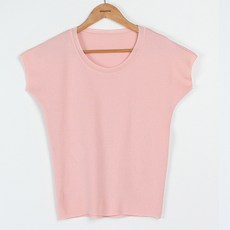 빼빼 여성용 베키 무지 캡소매 레이온 니트티