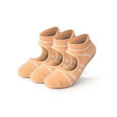 Asana 開口式基本款棉質防滑普拉提斯瑜珈襪 3雙