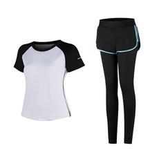 女款時尚瑜伽短袖T恤+短褲內搭褲