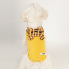 Pastel Pet 寵物格紋小熊T恤, 黃色