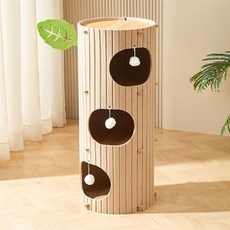 REDPUPPY 大型毛氈貓咪圓木小屋, 1個, 米色