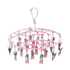 小綠豆居家百貨 不鏽鋼防滑防風衣夾24夾，粉色，居家晾曬必備, 1個