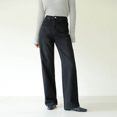 빼빼 여성용 허리스판 루즈핏 와이드 데님 팬츠 베이직