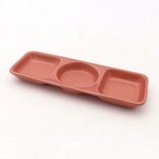 Dalsogeum 韓國製陶瓷分隔盤 3格醬料碟, 亮光淺珊瑚色, 1個