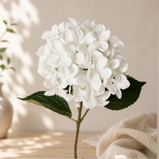 센트바스켓 조화 라비앙 수국 실크 플라워 가지, 02 화이트, 1개