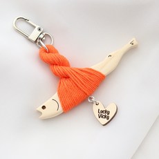 marketuniverse 避邪明太魚 明九 鑰匙圈, 1個, 橘色+基本眼 超級幸運