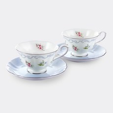 韓國 ZEN 亞麻花雙人咖啡杯組, 混色, 1套