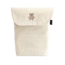 SEMOMS 刺繡泰迪熊直式收納袋, 象牙白