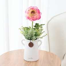 도시정원 손잡이 러넌큘러스 조화 소품, 핑크, 1개