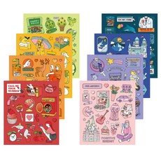 彩色亮點彩虹貼紙8款套組, 混合顏色, 1套