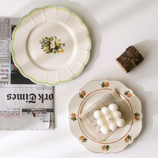 Iwooa 普羅旺斯午後盤 蜜桃 19cm + 花朵 20cm, 混合色, 1個