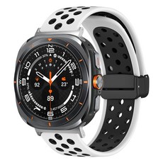 SPACE SHIELD 智慧手錶D扣磁吸運動矽膠錶帶 47mm, 1個, 白黑色