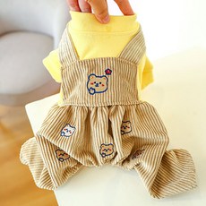 星星可愛全身寵物吊帶連身衣, 羅紋熊