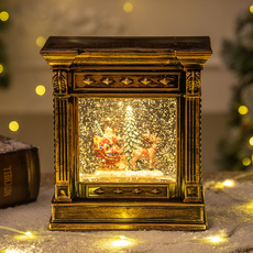 라보비아 엔틱 크리스마스 인테리어 사각 자동 글리터 조명 스노우볼 골드, 타입 1