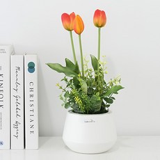 도시정원 튤립 조화 소품, 오렌지, 1개