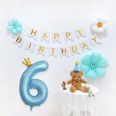 PARTY 09 皇冠數字生日派對組 6, 1套, 淺藍色
