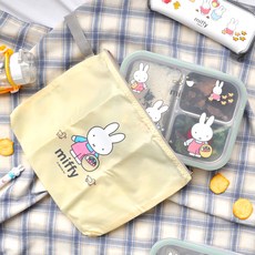 米菲嬰兒不銹鋼三格便當+袋子套裝, 銀色 + 綠色(餐盤), 黃色(袋子), 餐盤 + 袋子