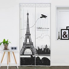 dashop 玄關/房門型EVA防風門簾 艾菲爾鐵塔 半透明 120 x 210 cm + 魔鬼氈膠帶 6p + 開口固定磁鐵 4p 隨機出貨, 1套