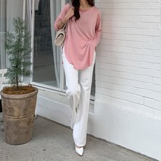 린다샵 여성용 저스텐 베이직 컬러 언발 옆트임 긴팔티 cpt11651k31