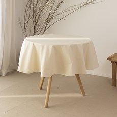 鄉村復古感性純棉圓形桌布, 120cm, 自然水洗