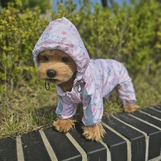 바이굄 狗狗印花連身雨衣 斗篷雨衣, 1個, 粉紅兔子