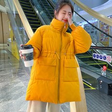 孕婦腰間抽繩大口袋彩色鋪棉外套