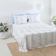 &STICH 夏季莫代爾花卉印花薄被, 藍色