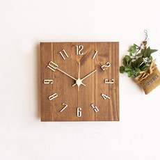 原木方形掛鐘, 棕色