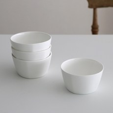 LOKO LIVING 簡約骨瓷方形飯碗, 白色, 4個