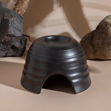 랜보어 파충류 세라믹 가습 은신처 M, 블랙, 1개