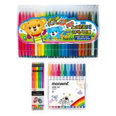 地球化學 不暈染簽字筆 24色 + Tukovi Coma 三角橡皮擦鉛筆 TC-208 B 6款 x 2入 + Monami 超級簽字筆 12色組, 混合色, 1套