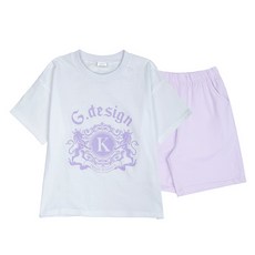 KISPO 女童款印字圖案5分袖套裝