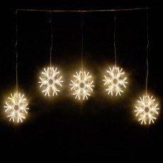 NICE LED LED 可連接式雪花燈 暖白光 閃爍組, 透明(線), 暖白光(雪花燈), 電線(1.1 x 0.5 m) x 雪花(18cm)