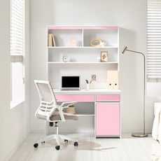 리파 1200 도어형 책상 + 책꽂이 세트 방문설치, 핑크