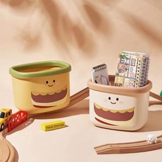 피어니스트 바스켓 수납 휴지통 2종 세트, 아이보리, 옐로우